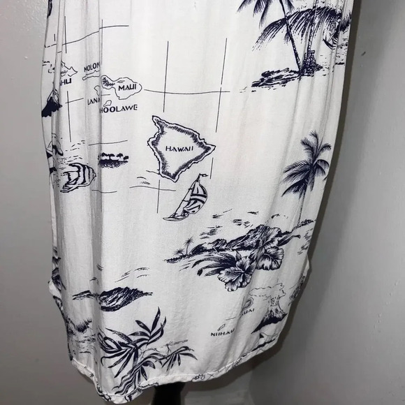 Palmwave Hawaii islands novelty print beaded drawstring waist dress/cover-up,Med - Picture 5 of 9